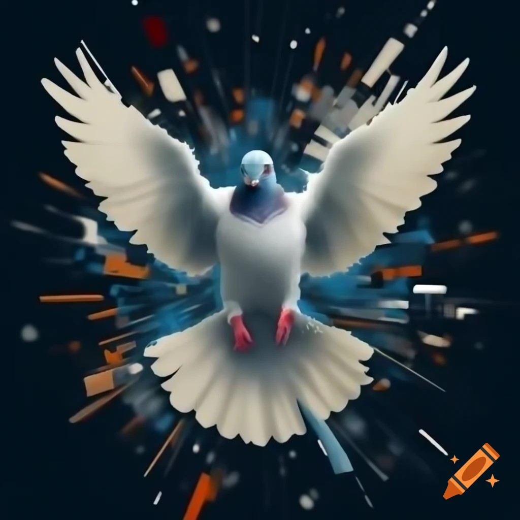 Pixelated logo featuring a pigeon and explosion