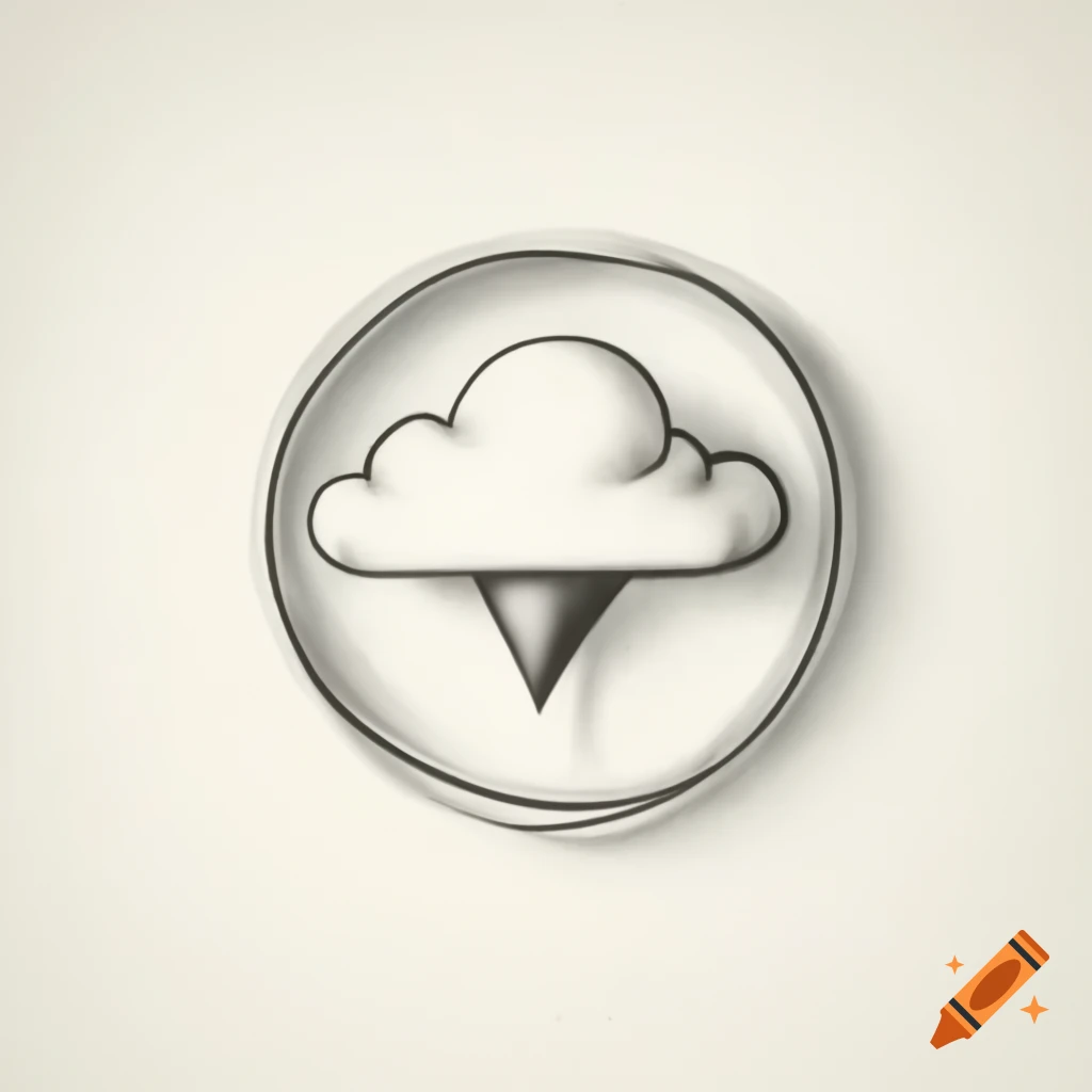 Pencil drawing of a cloud enclosed in a ring