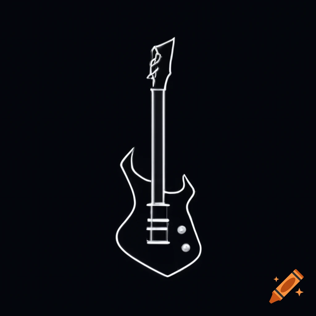 Minimalist design of dark metal electric guitar