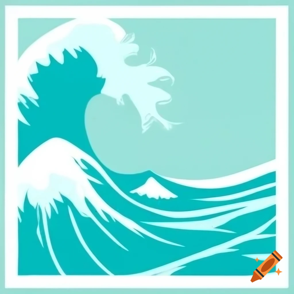 8-bit style turquoise ocean wave