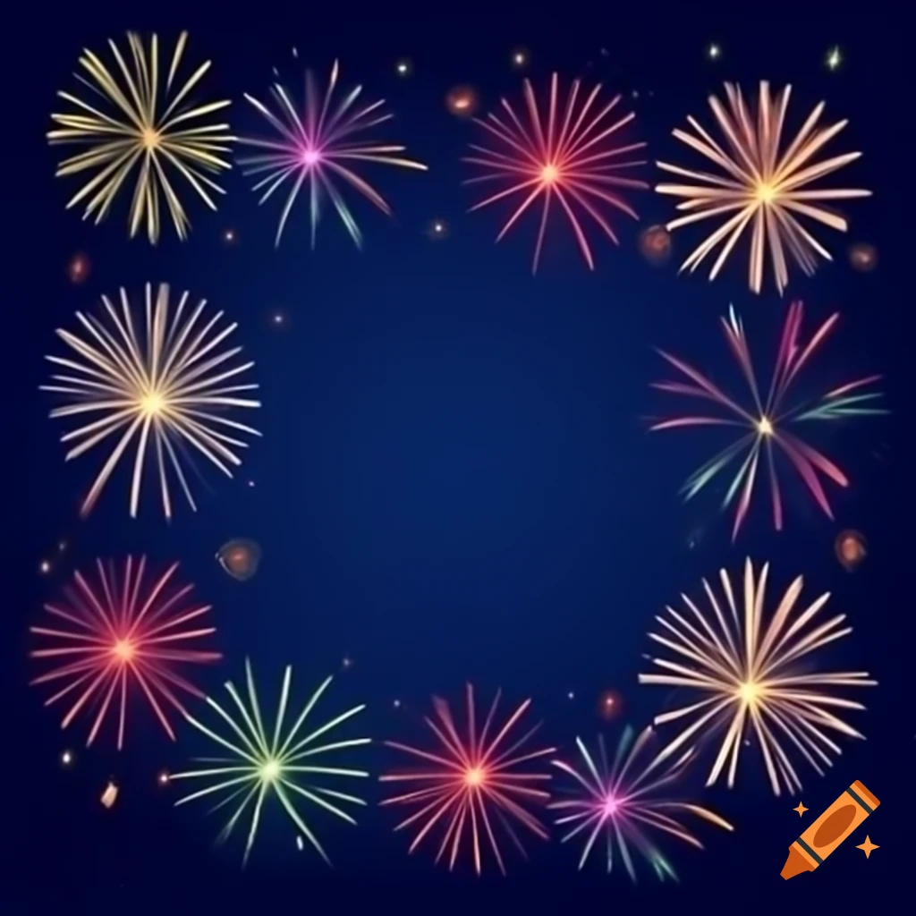 Colorful birthday celebration fireworks against dark blue background