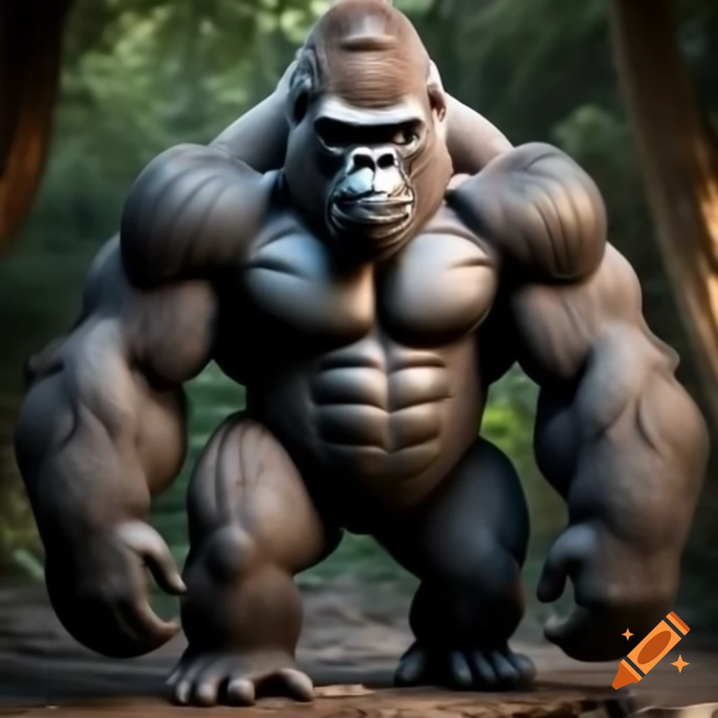 Muscular gorilla showcasing impressive physique