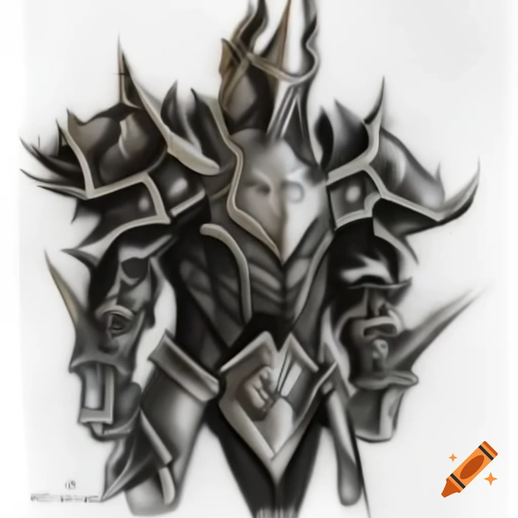 Realistic black and gold armor for Vlad The Impaler with intricate dragon motif inspired by H.R. Giger