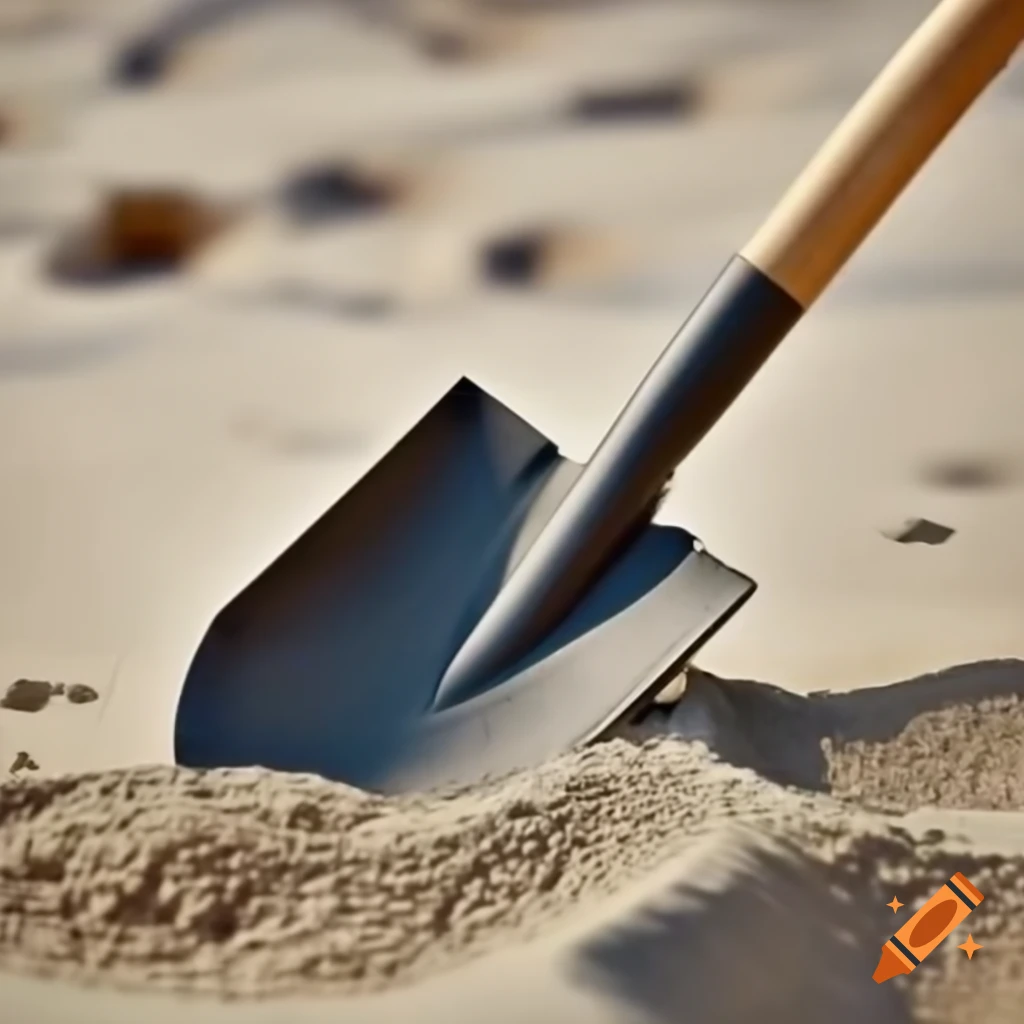 Close-up of a shovel lying on sandy surface