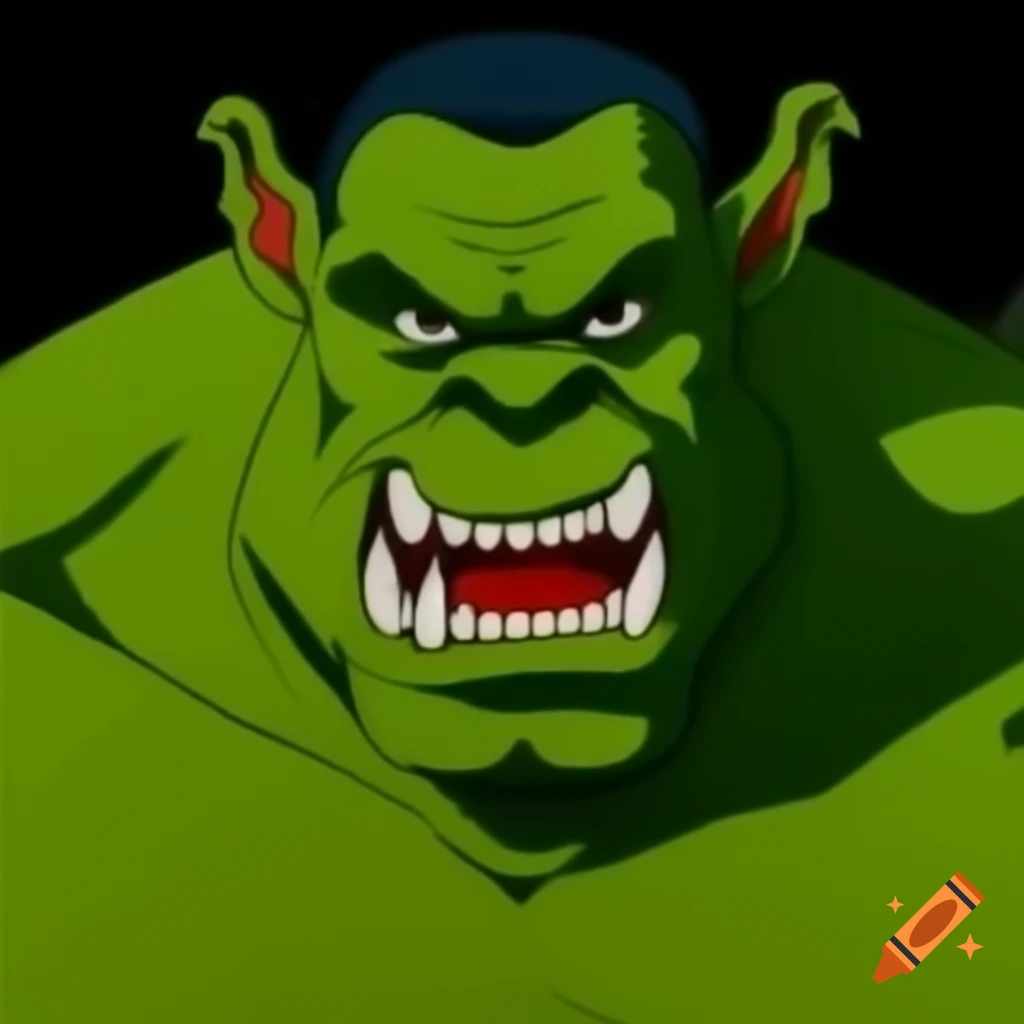 80-90's anime OVA featuring Ron Perlman as green orc with fangs