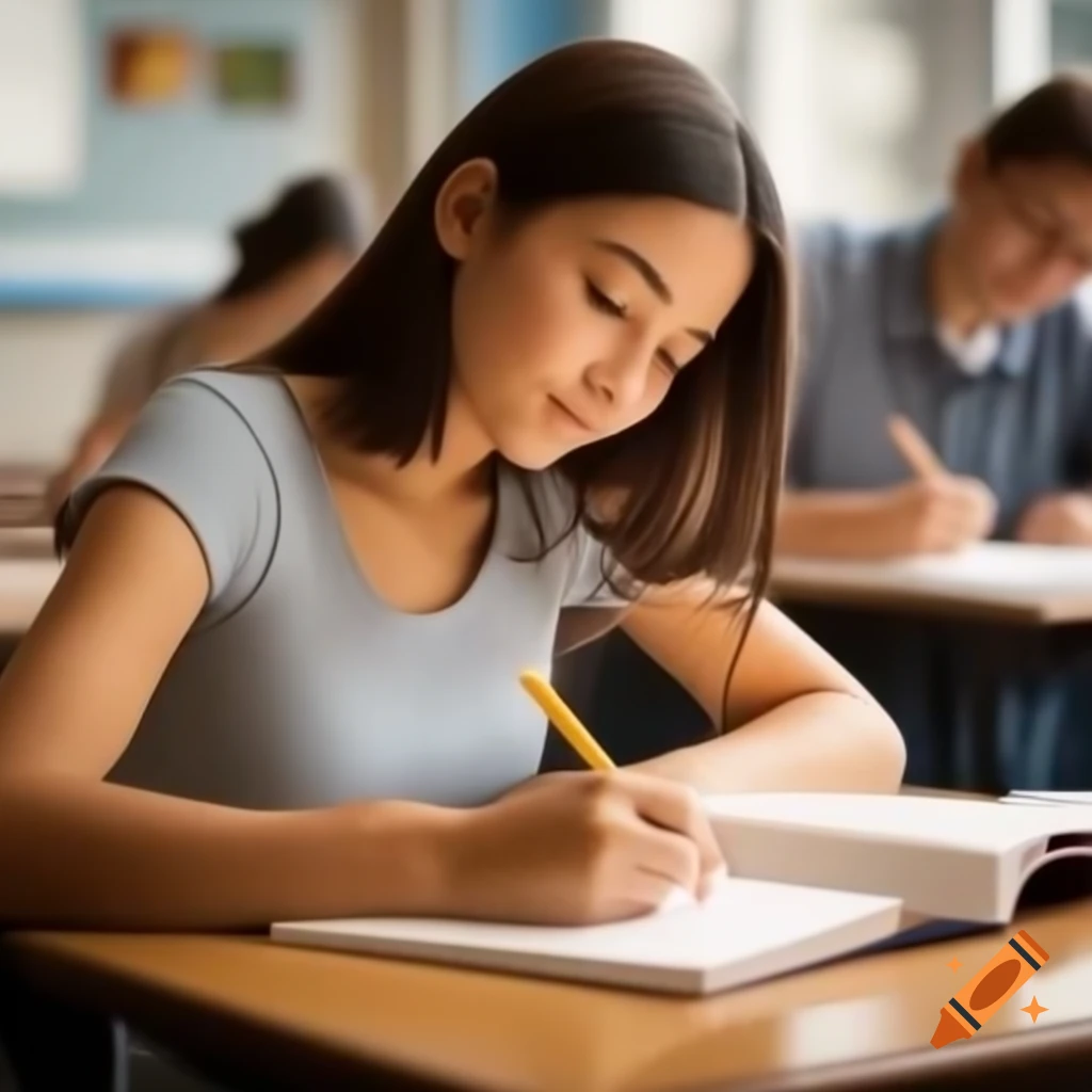University student engaged in writing