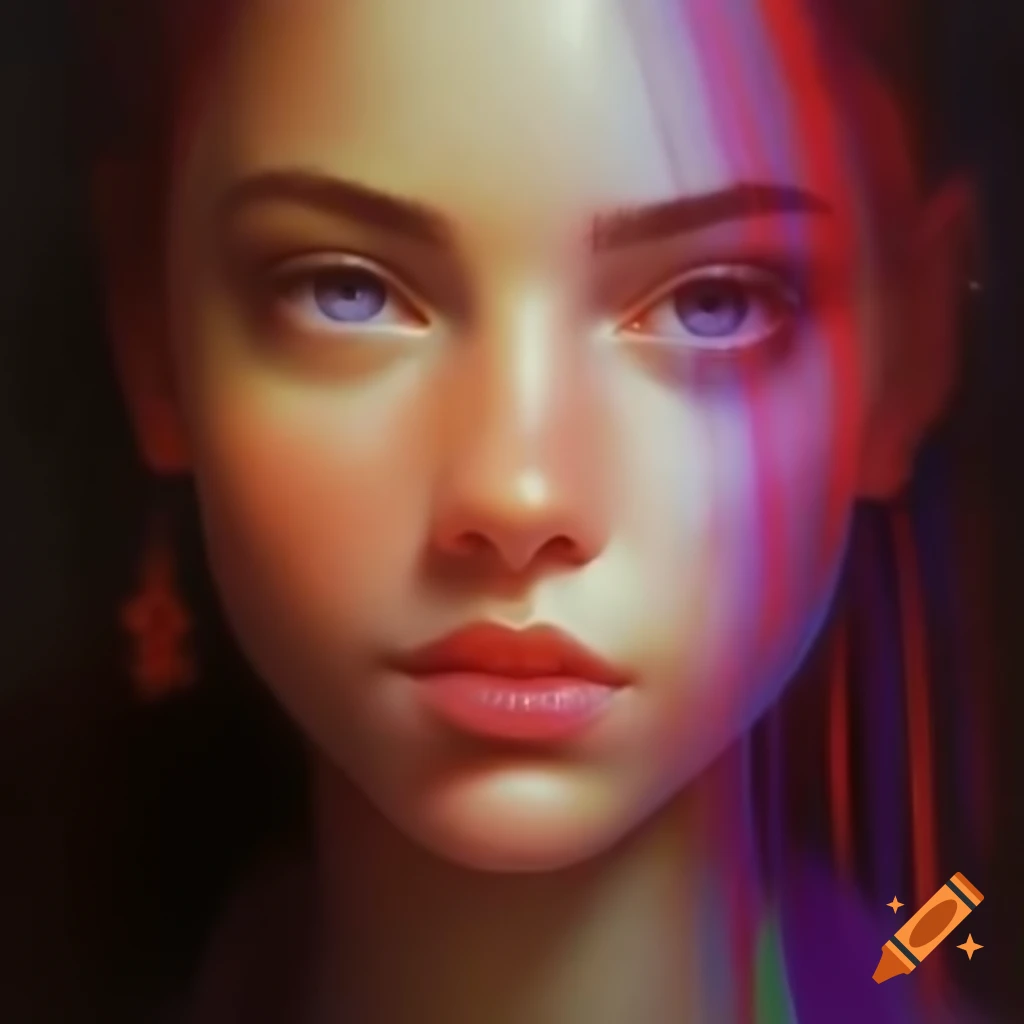 Rebellious young woman portrait inspired by Blade Runner in vibrant colors