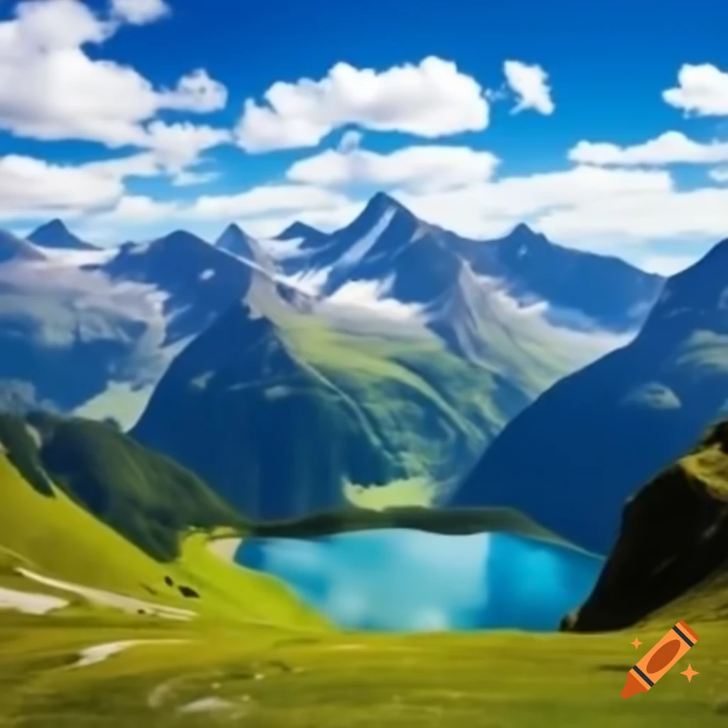 Swiss mountains with lake in foreground
