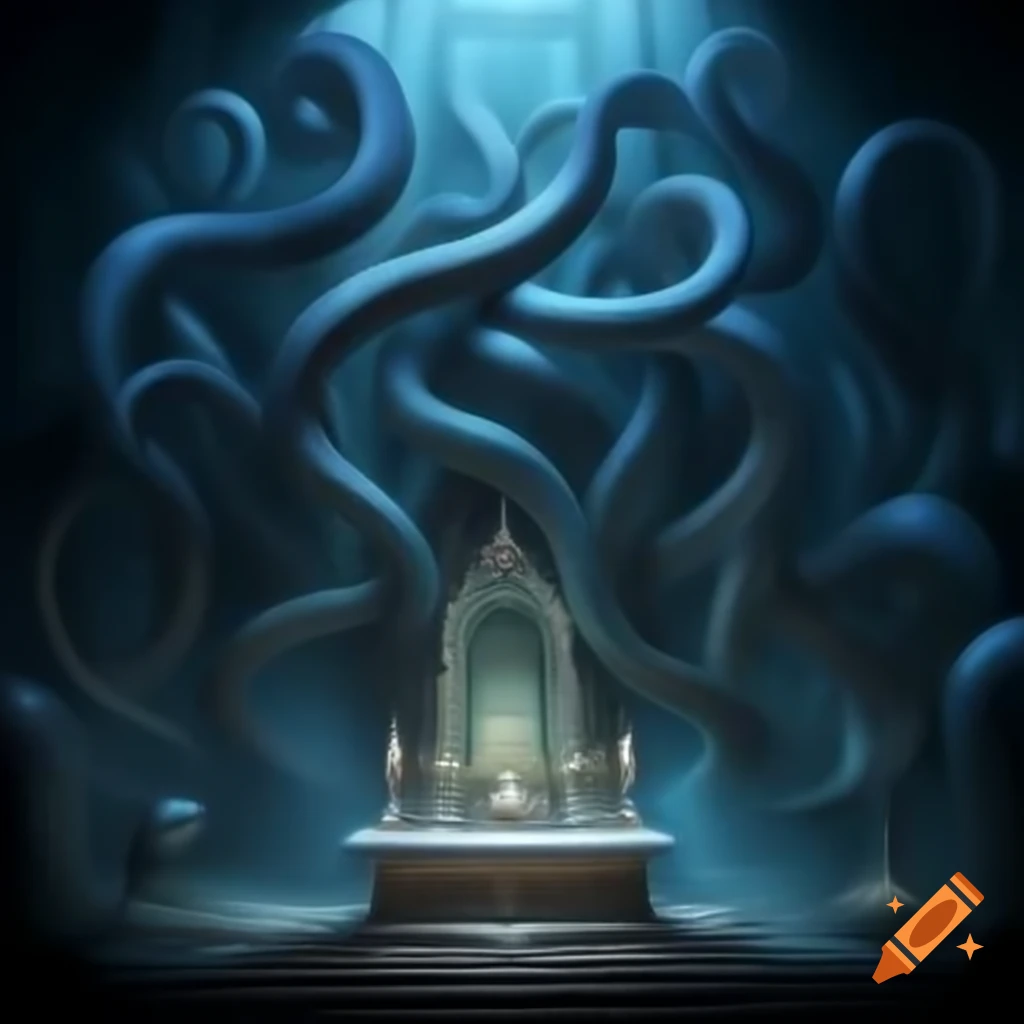 Altar constructed from tentacles, unique artistic design