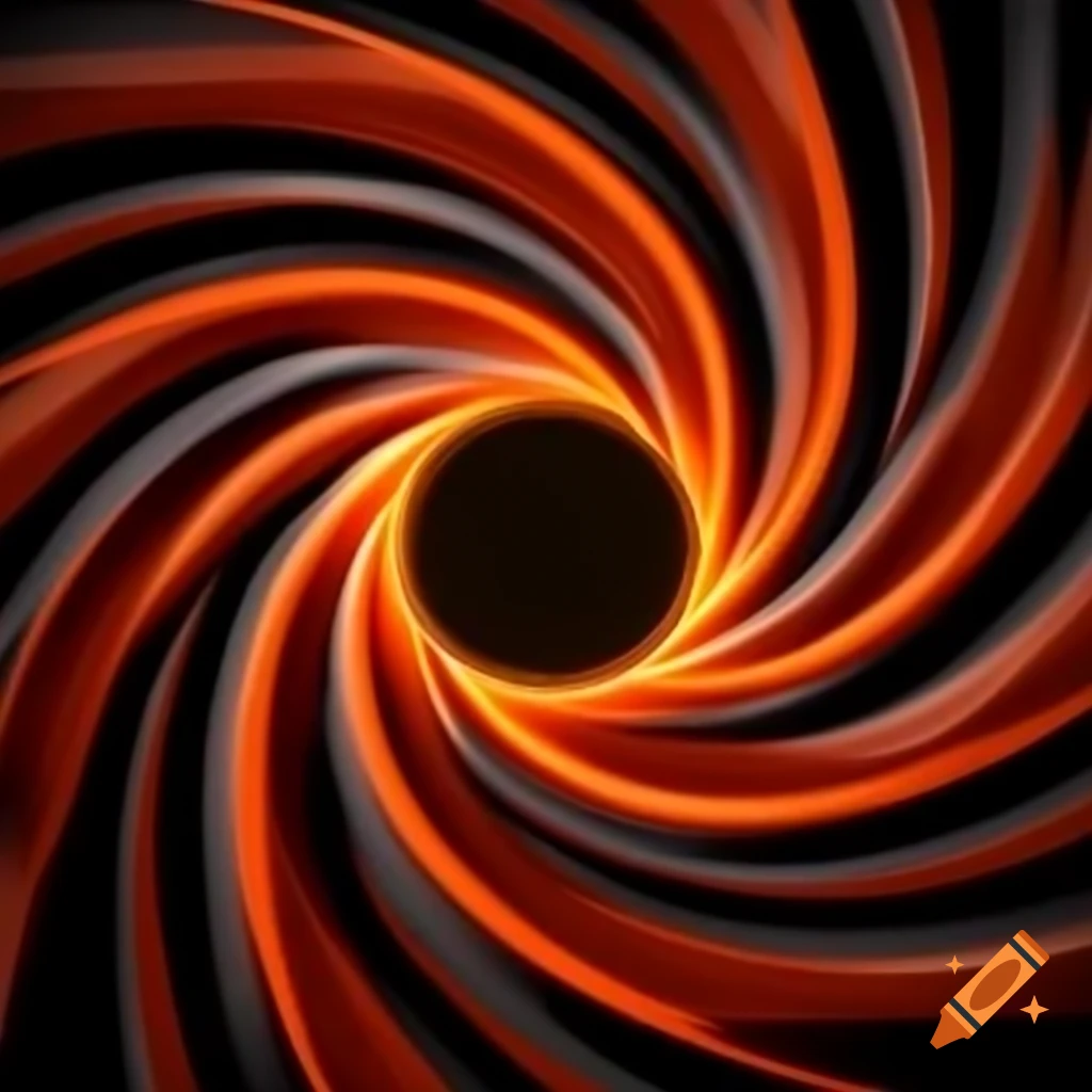 Abstract spiral pattern resembling a magic portal with black and orange colors