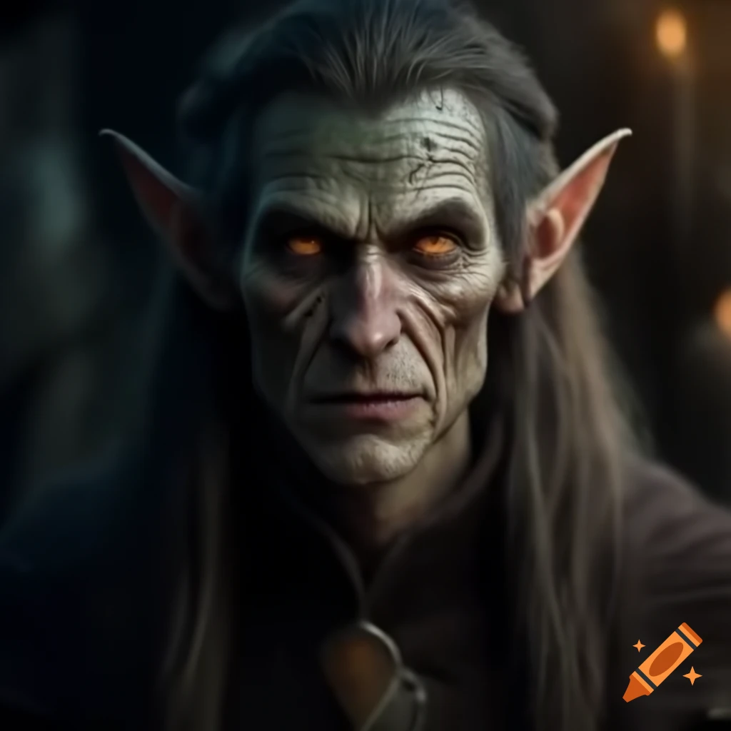 Elf wizard with a fierce expression