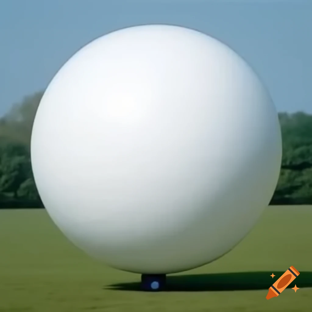 Large white weather balloon on a field