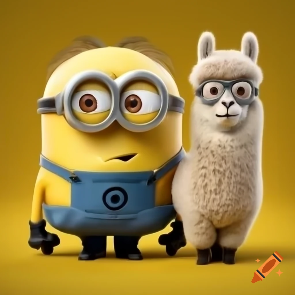 Minion interacting with a llama
