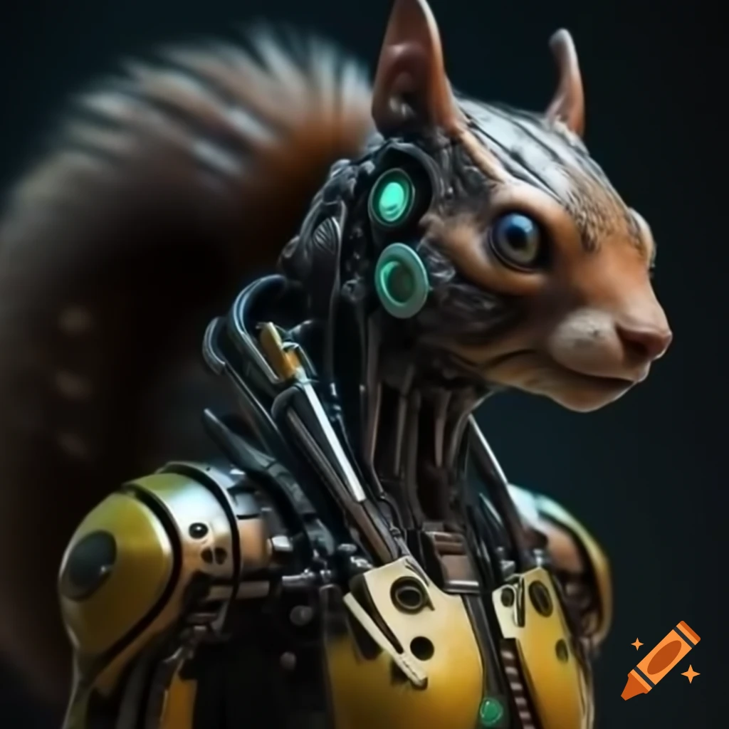 Cybernetic squirrel in a futuristic design
