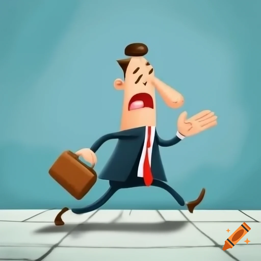 Humorous cartoon of beggar reaching out to businessman on sidewalk