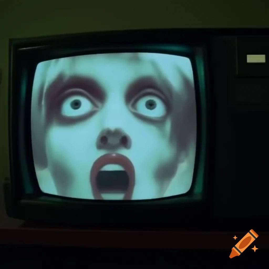 Creepy VHS quality video displayed on a vintage TV screen