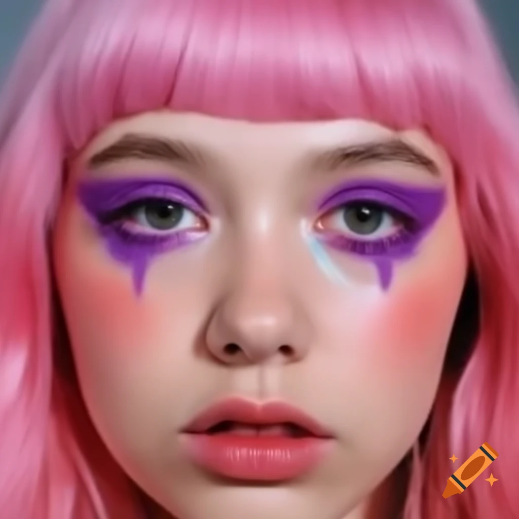 Portrait of Rena Loveless from Hey Violet with pink hair