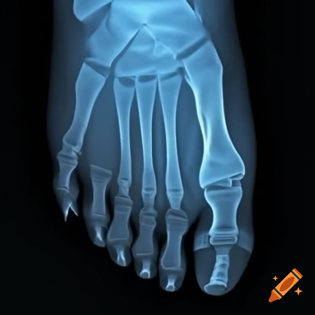X-ray image showing the foot bones and structure
