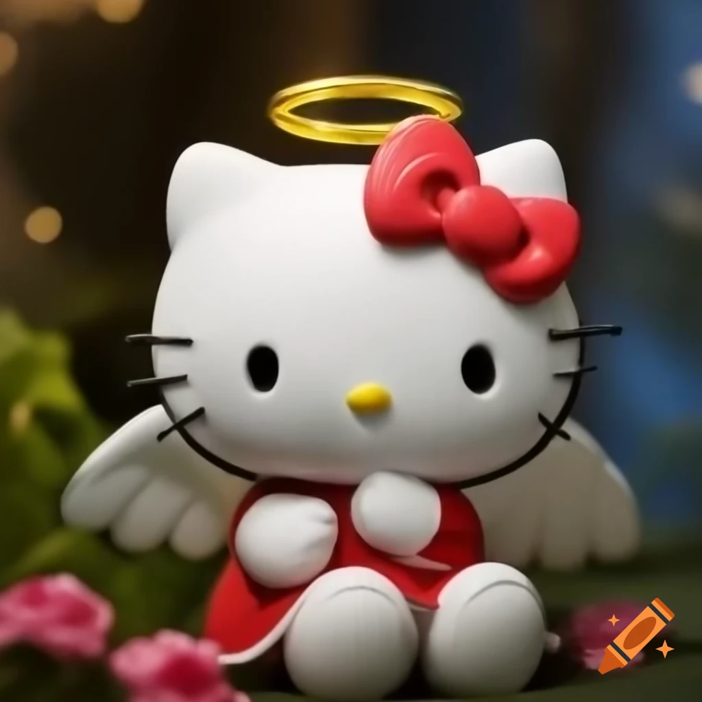 Hello Kitty character illustrated as an angel
