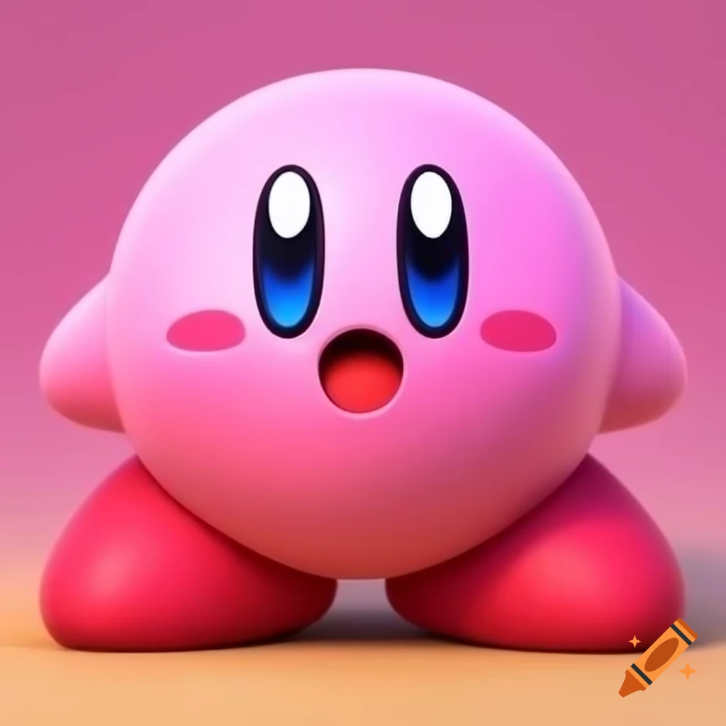 Character Kirby, a pink spherical figure known for inhaling enemies