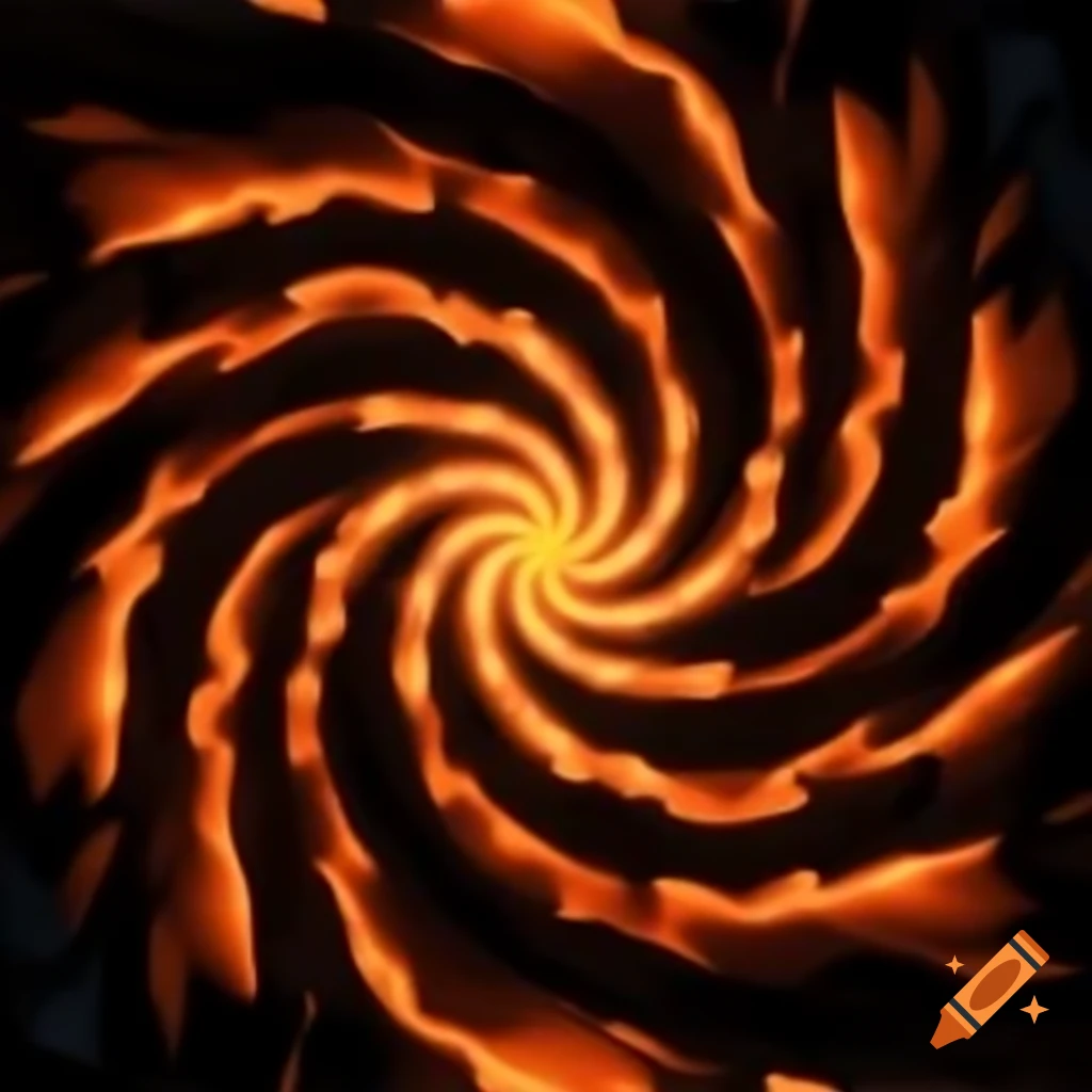 Abstract spiral pattern resembling a magic portal with black and orange colors