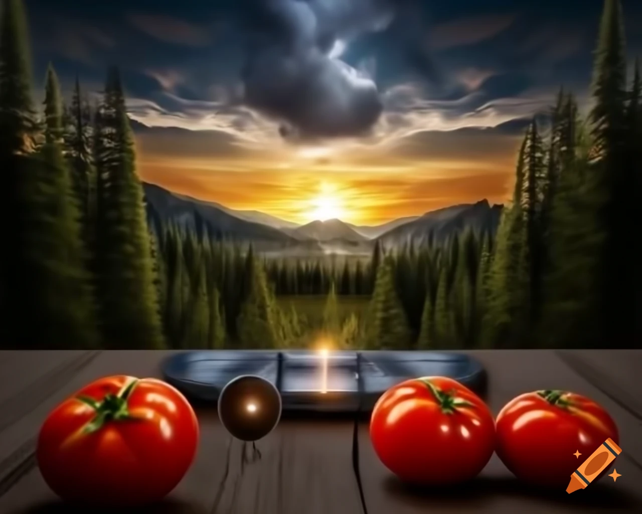 Hyperrealistic human face crafted from tomatoes in photorealistic 3D render