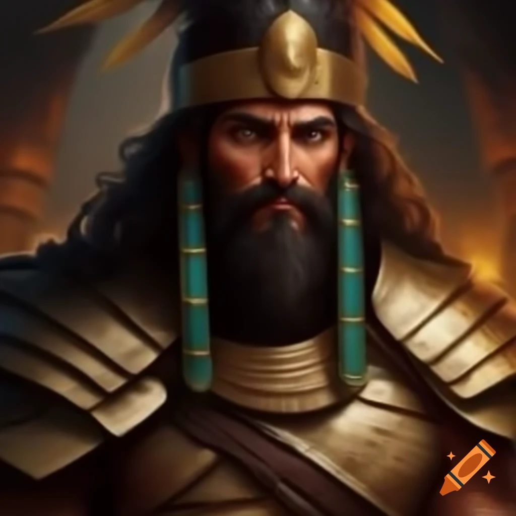 Strong young ancient Mesopotamian king