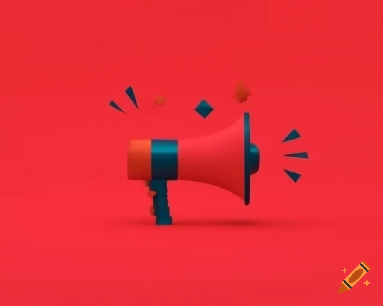 Minimalist Chanel art featuring a red megaphone with clean lines and modern text