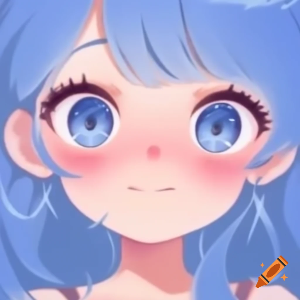 Girl with blue hair and water blue eyes in a fantastical style
