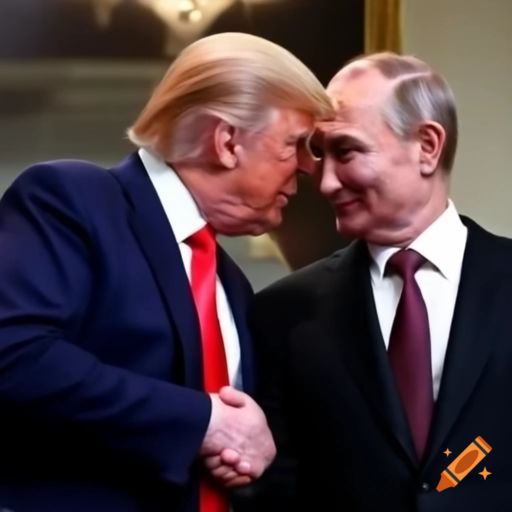 Trump and Putin sharing a romantic moment
