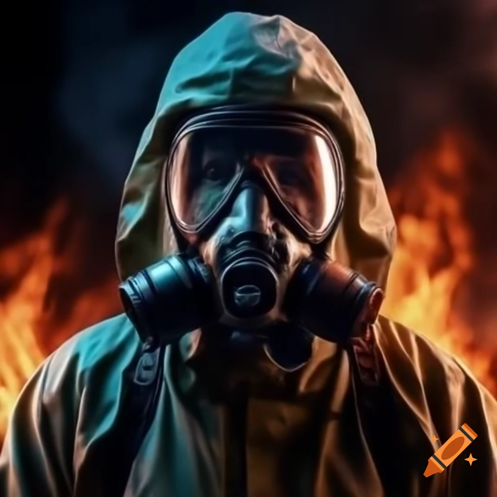 Hazmat environment with fire background
