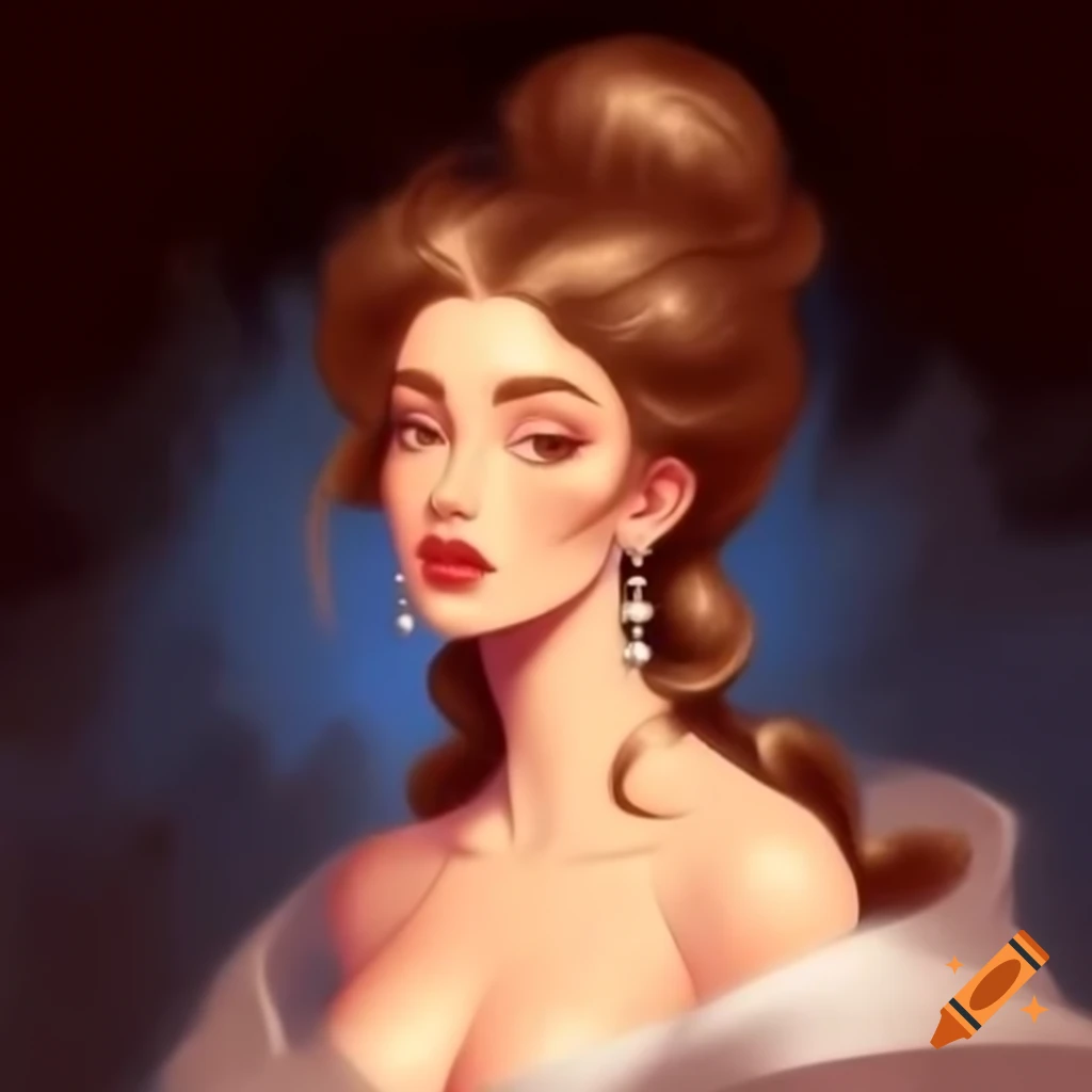 Glamorous lady in elegant dress with elaborate hairstyle