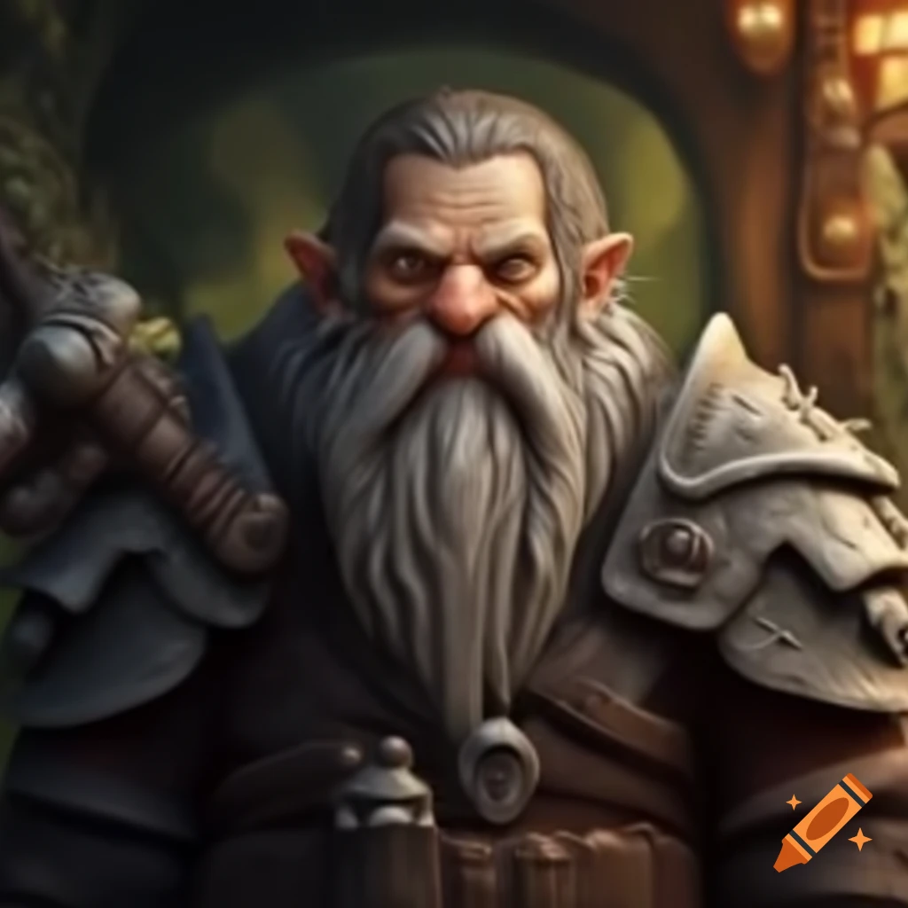 Realistic fullbody depiction of a dwarven peasant