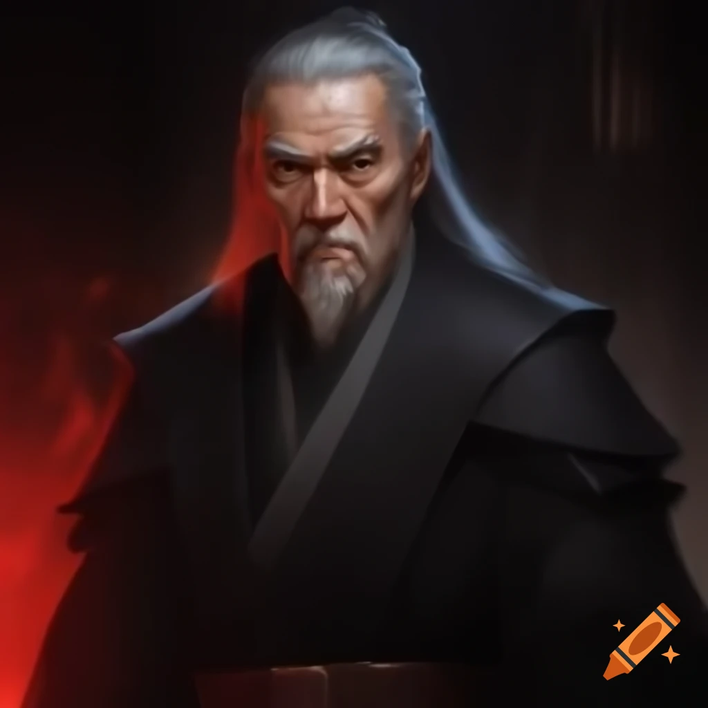 Middle-aged Asian wizard or Sith character