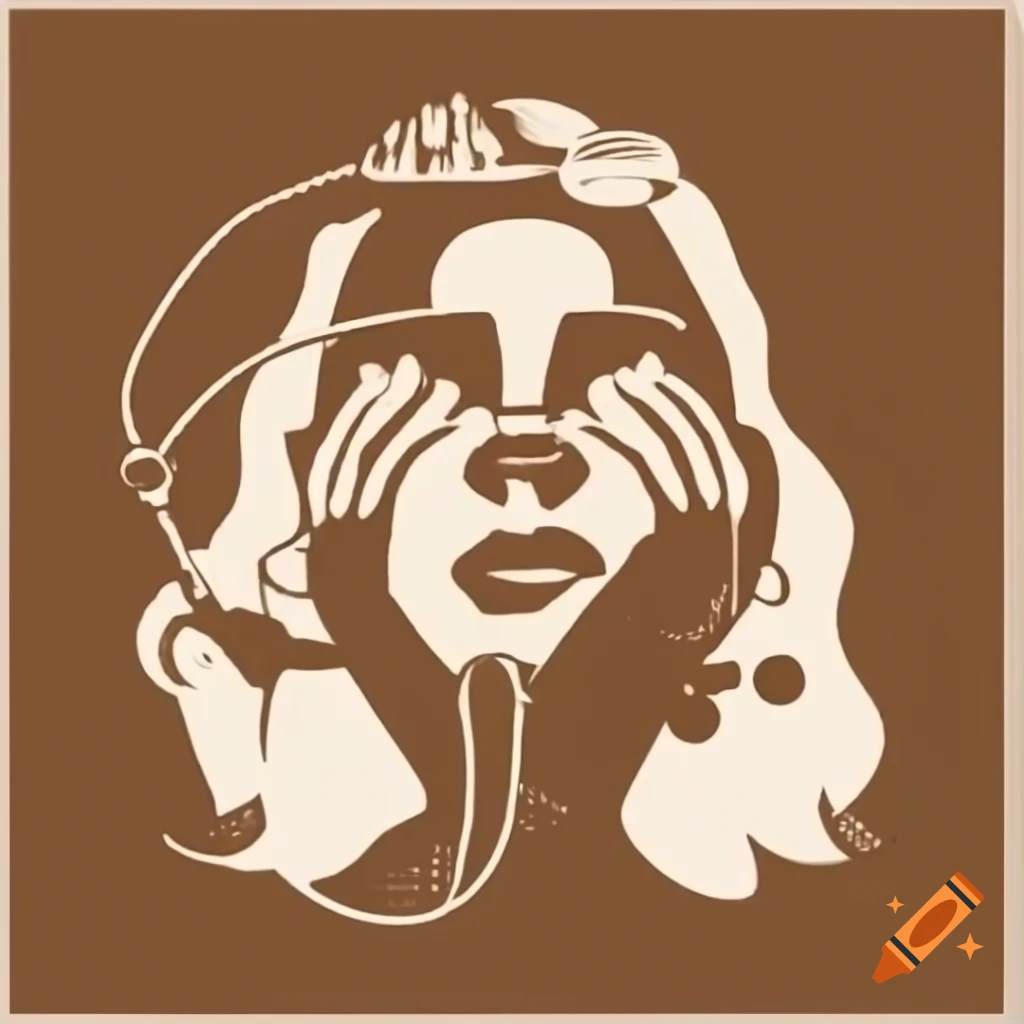 Sepia-toned abstract painting symbolizing justice with female doctor face, thoughtful and determined