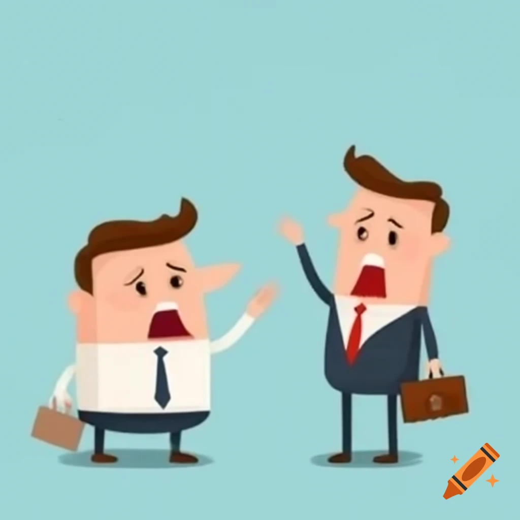 Humorous cartoon of beggar reaching out to businessman on sidewalk