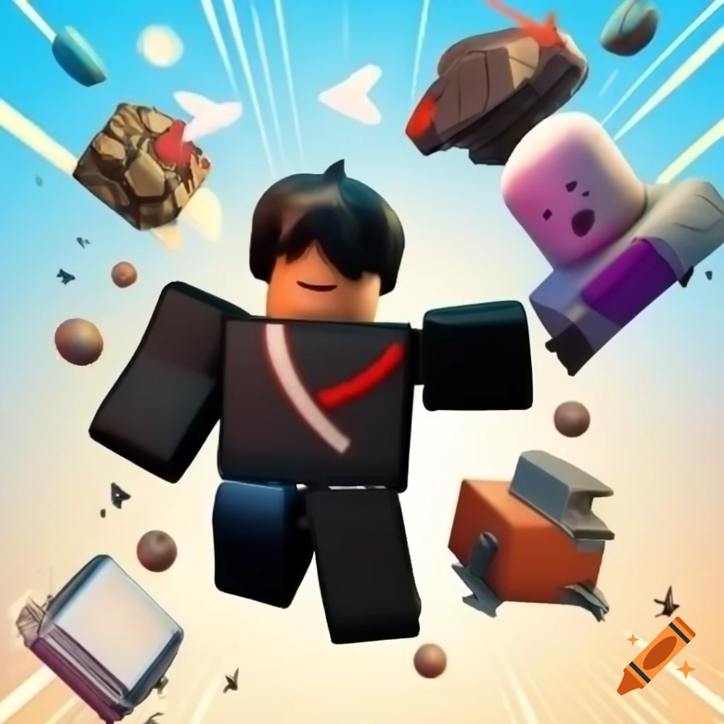 Youtube thumbnail with blocky roblox characters inspired by squid game