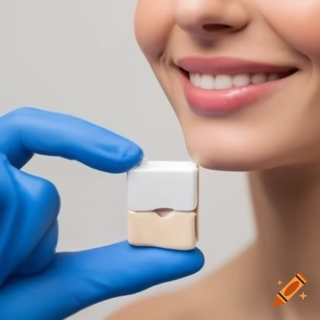 Close-up of dental technician holding zirconia and peek blocks