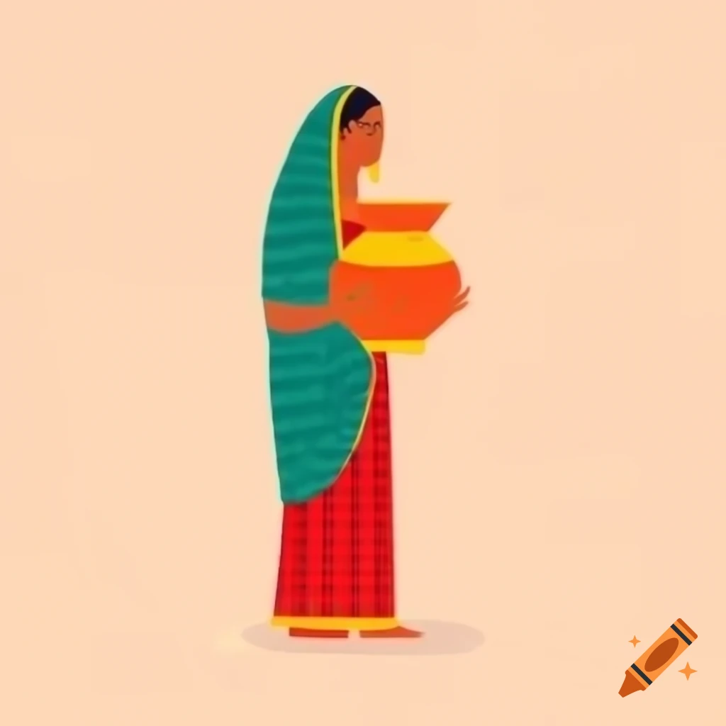 Illustration of Indian lady in J C Leyendecker style