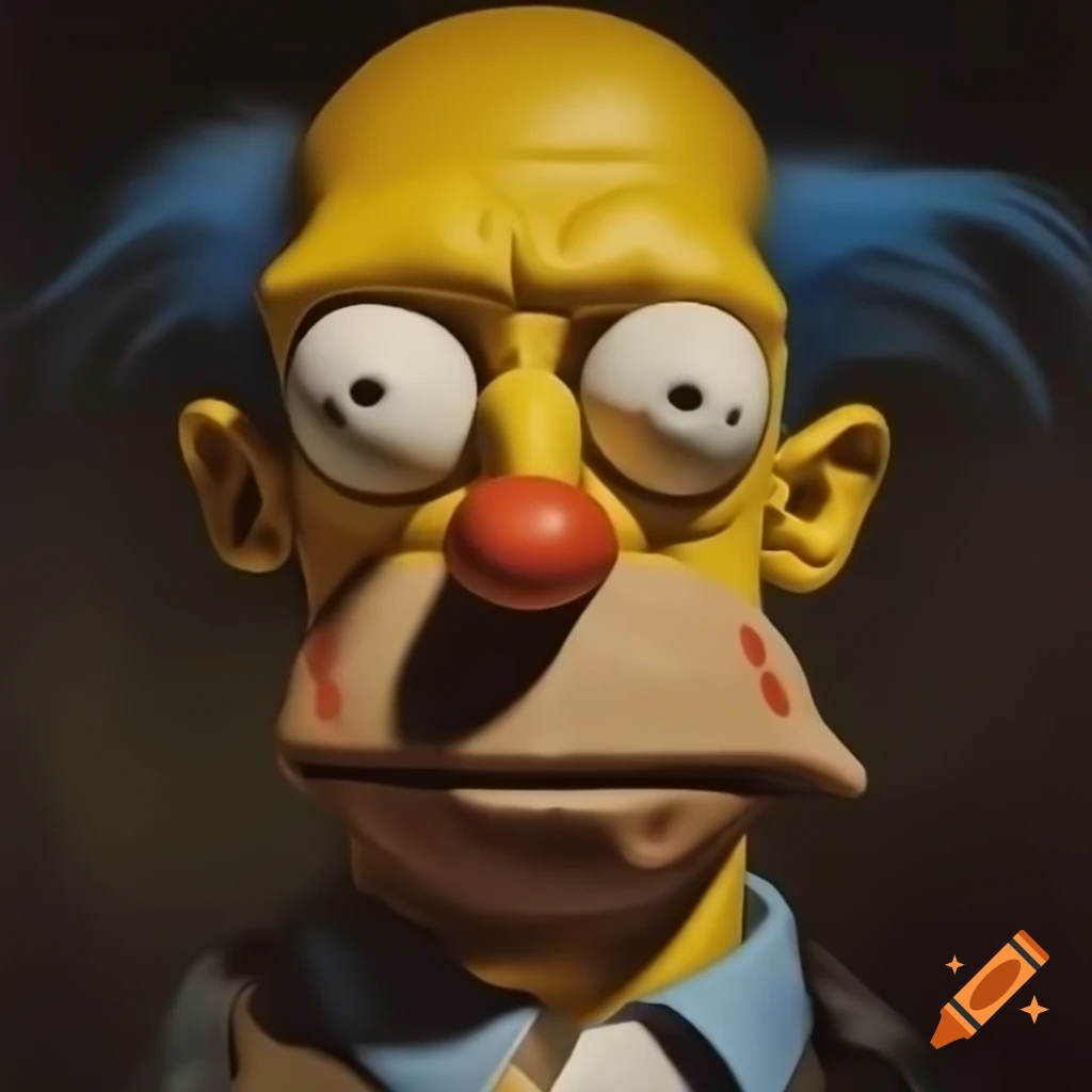 Man resembling real-life Simpsons character, influenced by Banksy, Matt Groening, and Hundertwasser