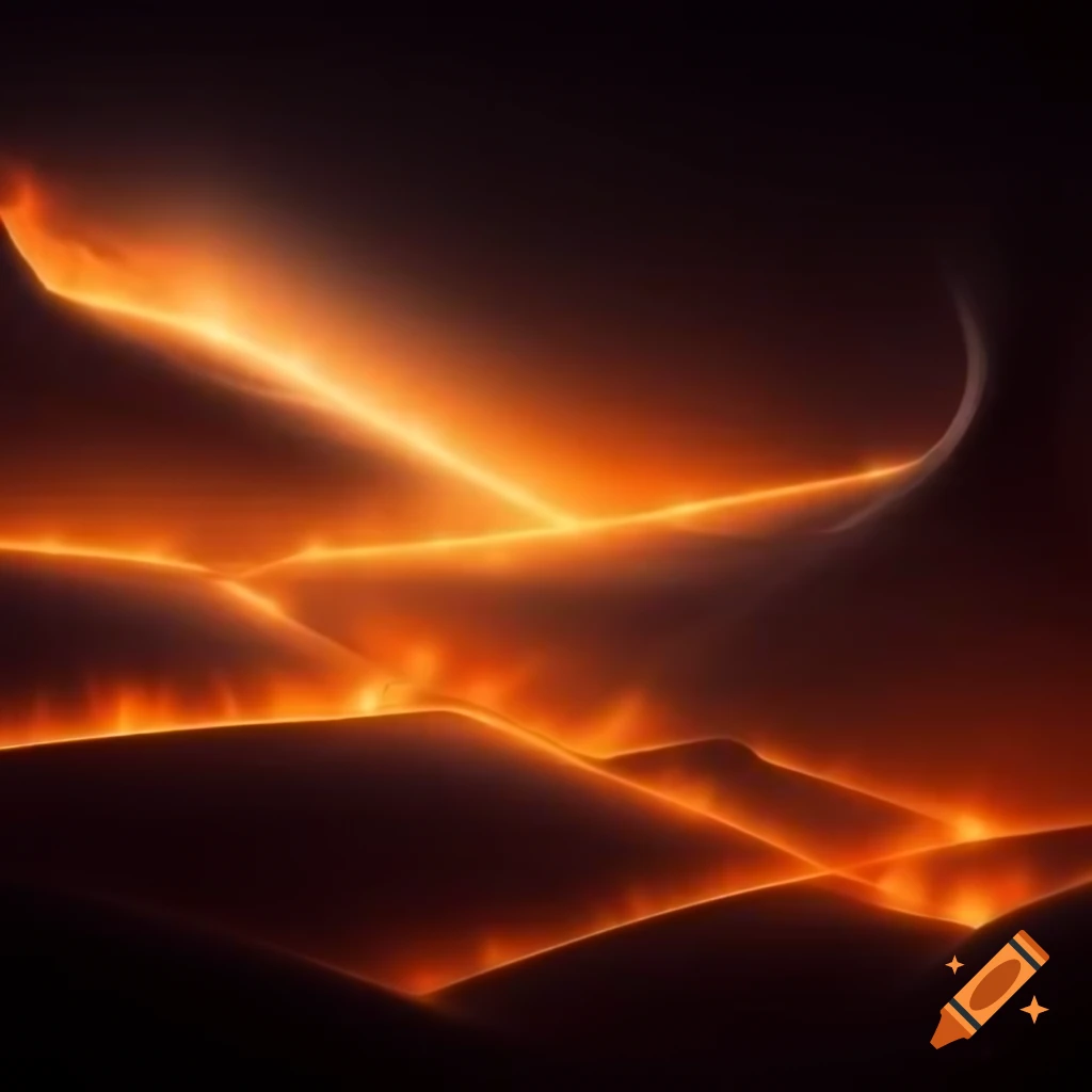 Sci-fi scene of burning fields