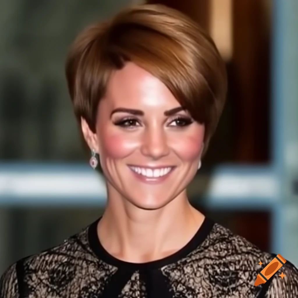 Catherine Middleton showing new pixie haircut from rear view