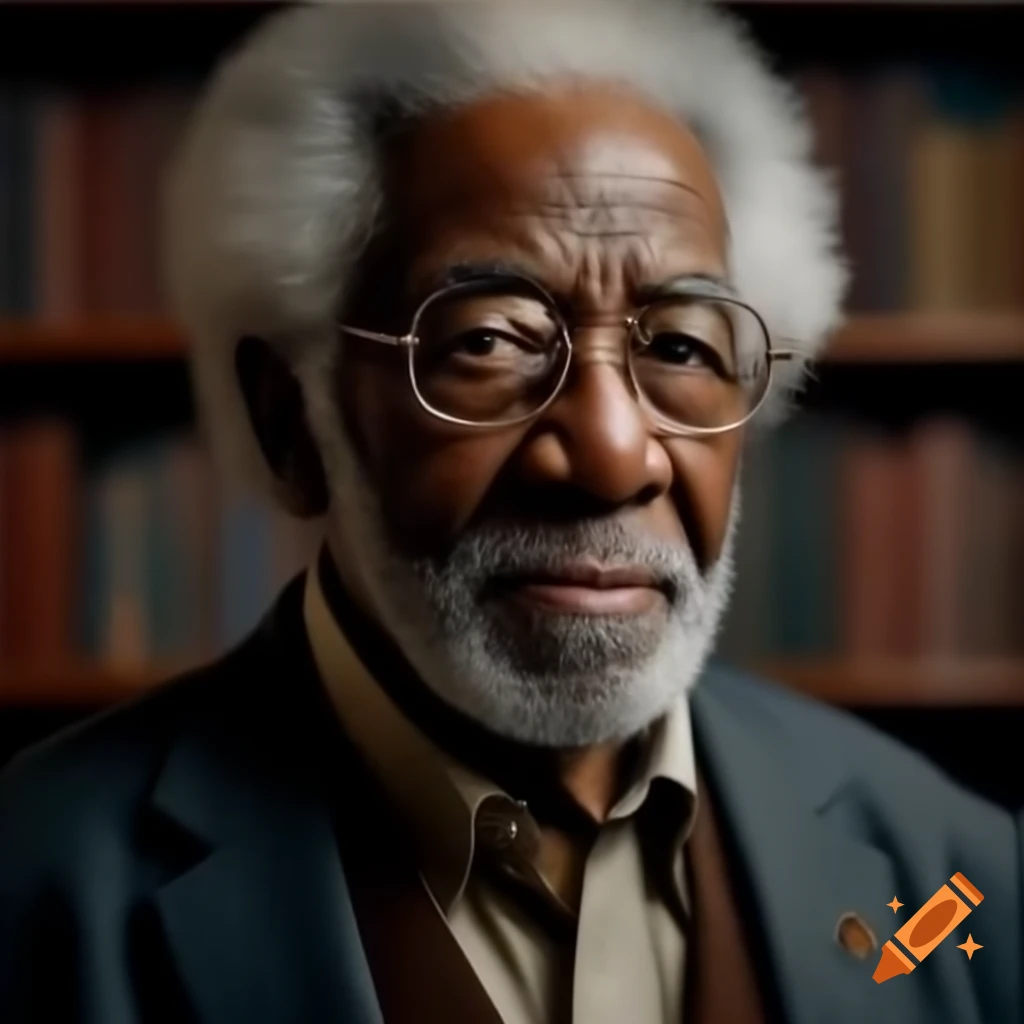 Realistic portrait of Edson Américo, a distinguished elderly Black man with a wise appearance