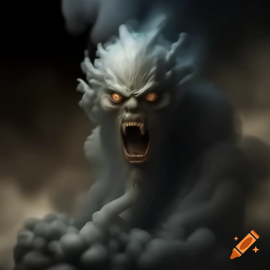 Smoke forming a mysterious monster shape