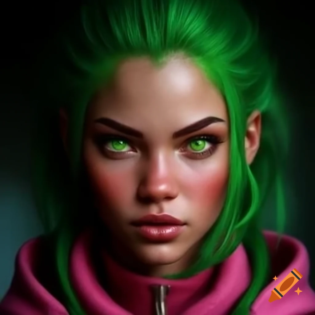 black-and-white-sketch-of-a-female-d-d-character-with-green-hair-and