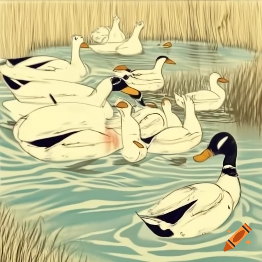 Ducks taking a bath in a serene lake
