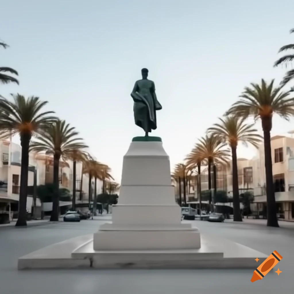 Contemporary art statue in Mediterranean city street