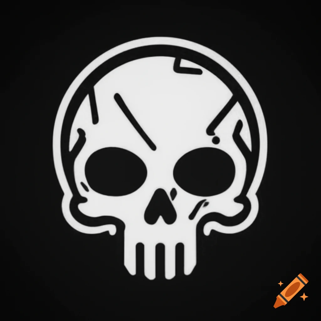 Minimalist Pirate Skull Design With Bicycle Tire In Black And White