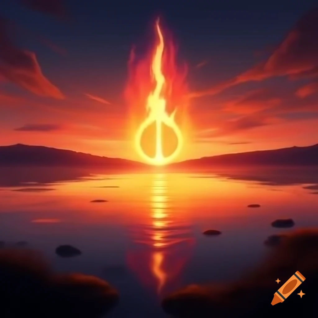 Sunrise logo depicting a fireball spell over a lake