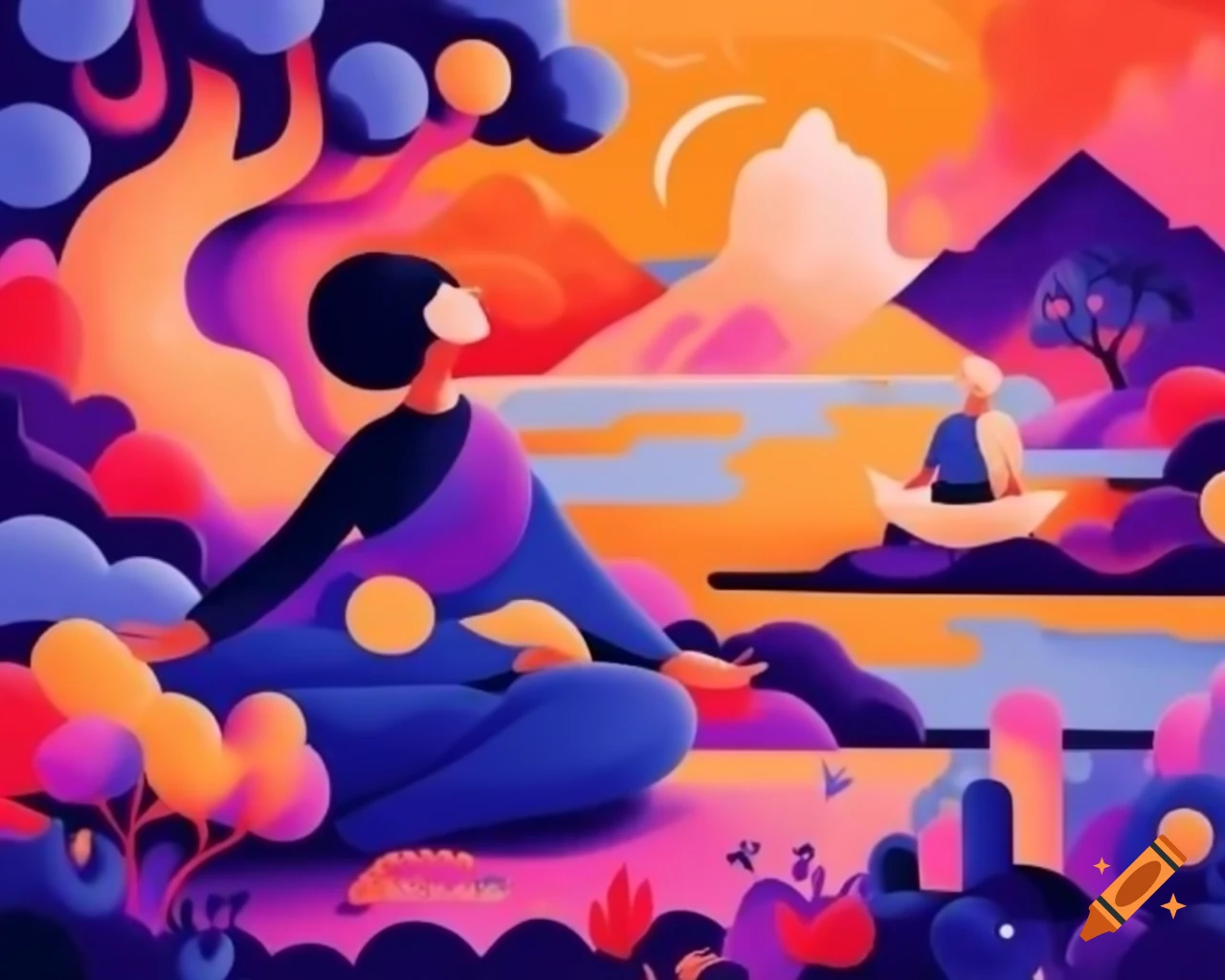Visual representation of mindfulness and meditation with serene landscapes